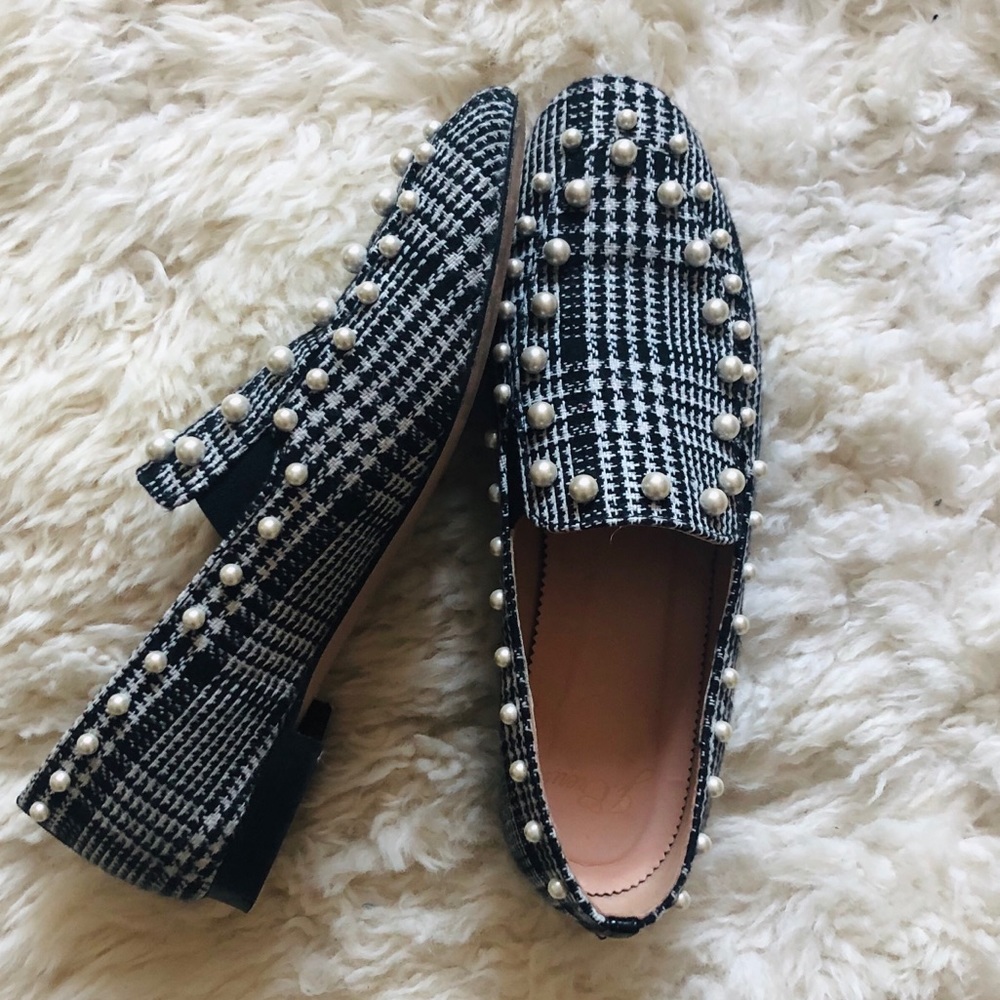 J. CREW Pearl Studded Loafers